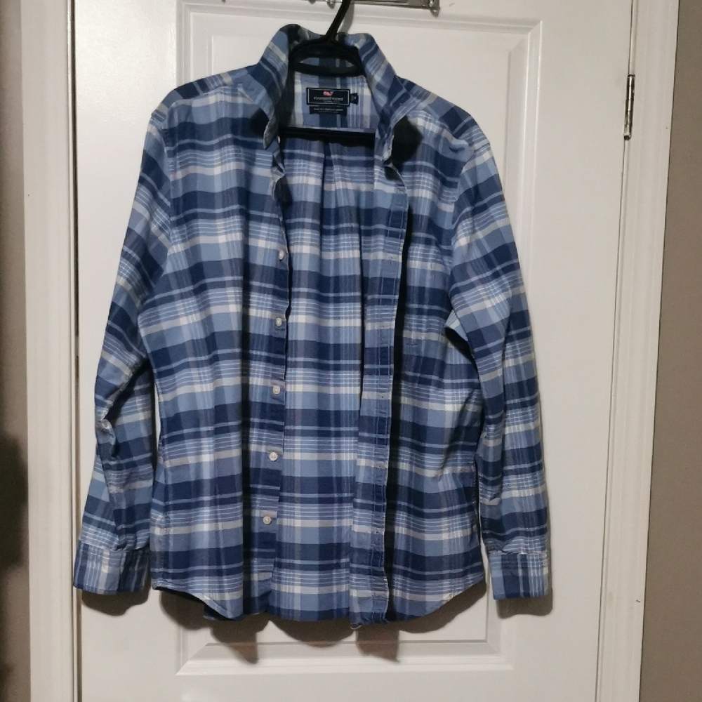 Vineyard Vines Blue Plaid Casual Button Down Shirt